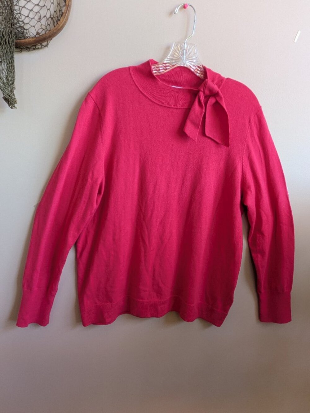 CeCe solid fuschia long sleeve sweater size XL mock neck lightweight  #863